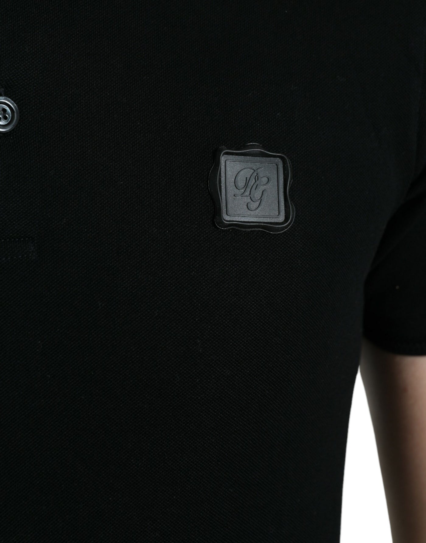 Dolce & Gabbana Schwarzes Logo-Kragen-T-Shirt mit kurzen Ärmeln