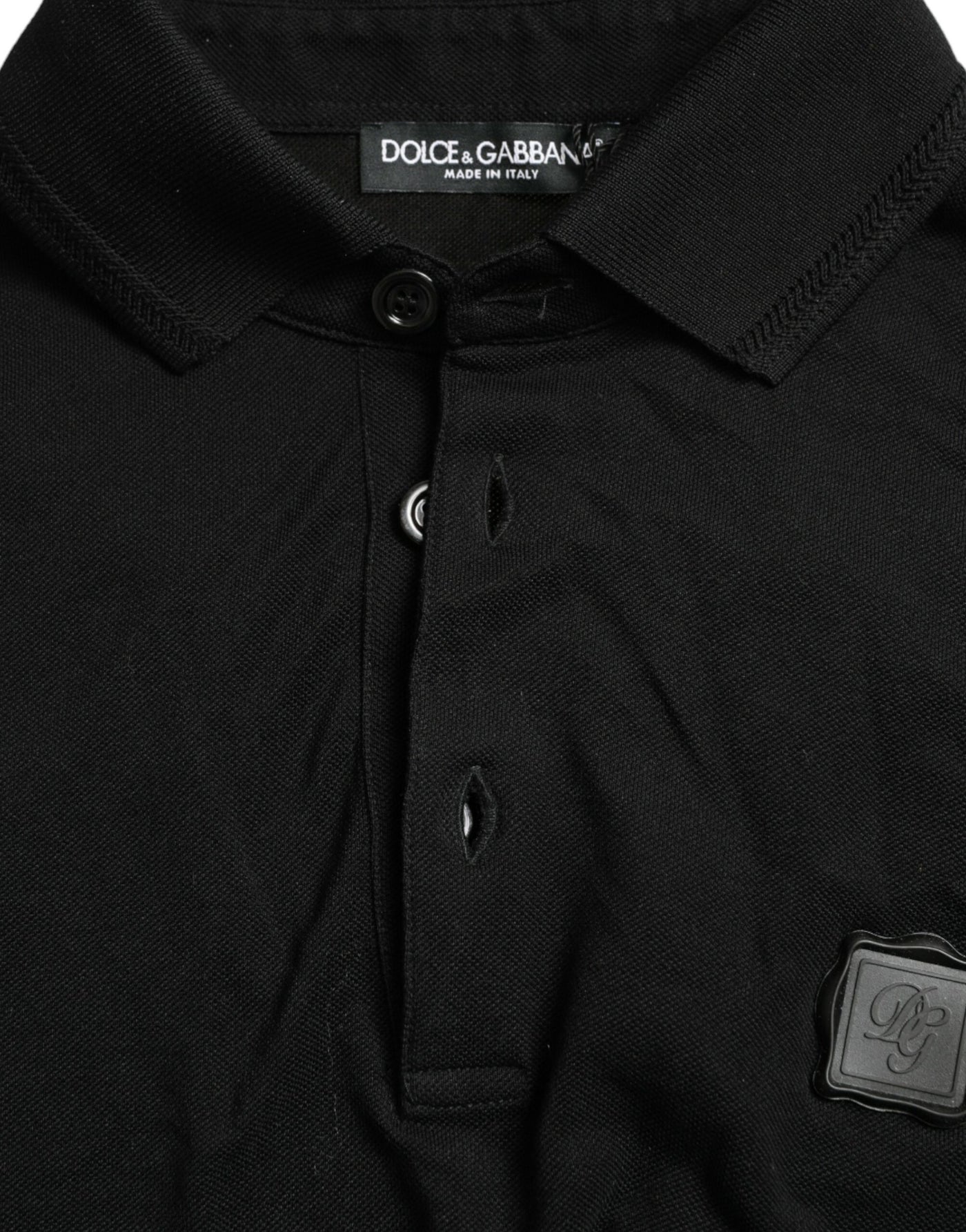 Dolce & Gabbana Schwarzes Logo-Kragen-T-Shirt mit kurzen Ärmeln
