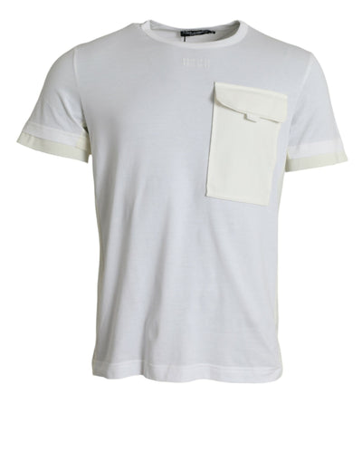 Dolce & Gabbana Weißes Baumwolltaschen-T-Shirt mit kurzen Ärmeln
