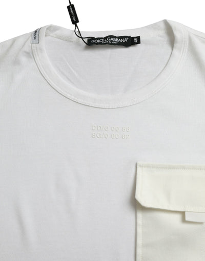 Dolce & Gabbana Weißes Baumwolltaschen-T-Shirt mit kurzen Ärmeln