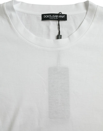Dolce & Gabbana Weißes Baumwoll-T-Shirt mit kurzen Ärmeln und Rundhalsausschnitt