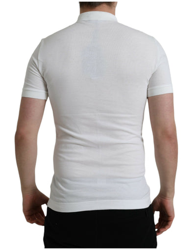Dolce & Gabbana Weißes Kurzarm-T-Shirt mit Kragen und Krone
