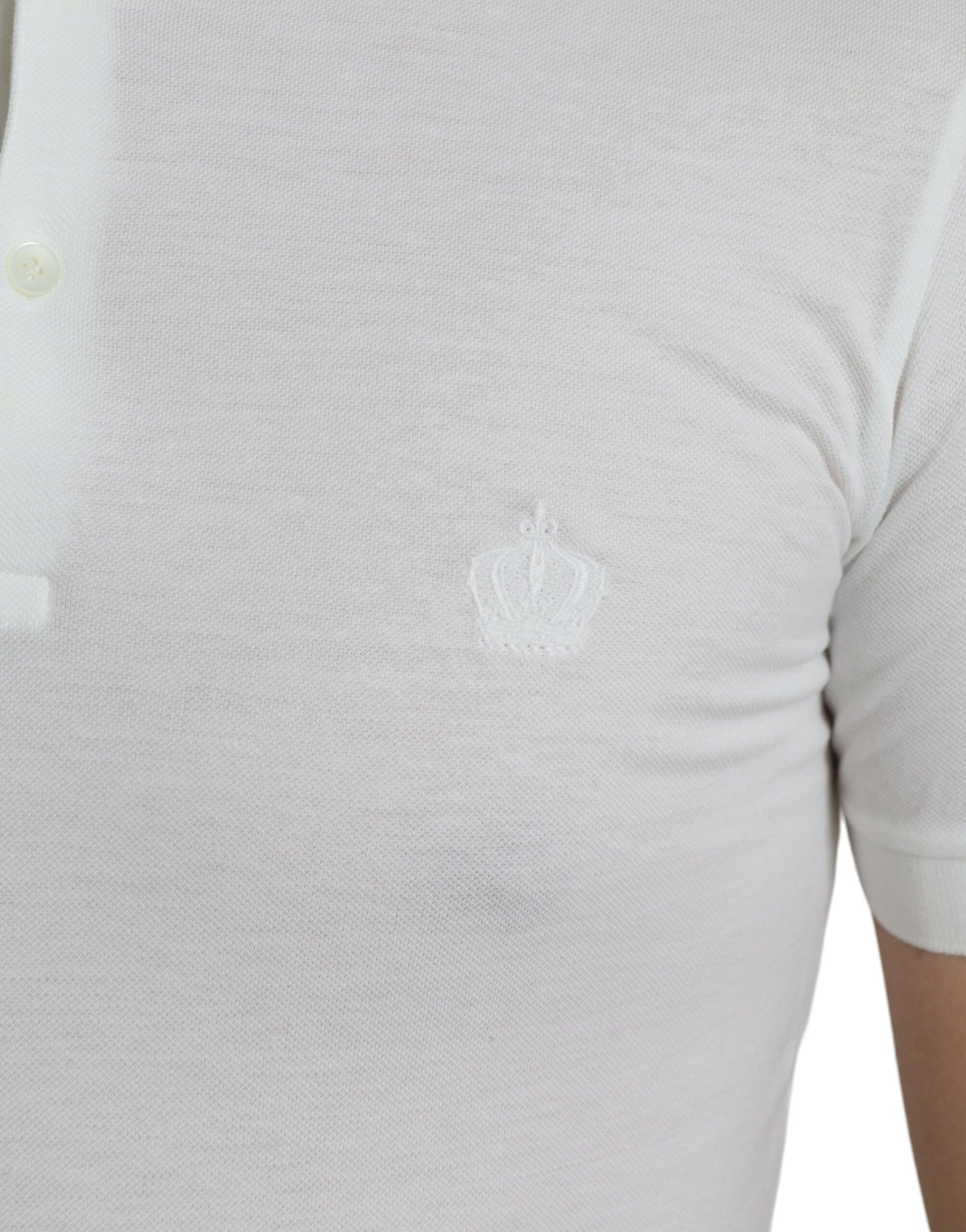 Dolce & Gabbana Weißes Kurzarm-T-Shirt mit Kragen und Krone