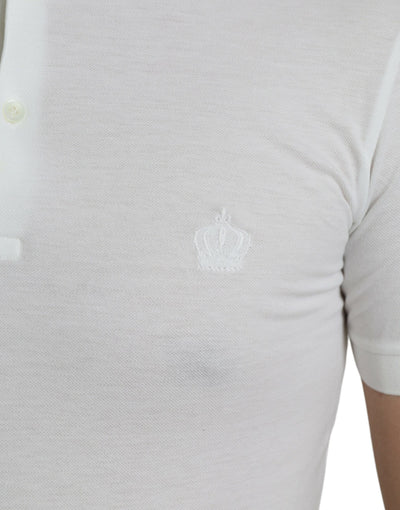 Dolce & Gabbana Weißes Kurzarm-T-Shirt mit Kragen und Krone