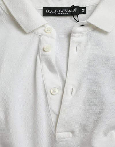 Dolce & Gabbana Weißes Kurzarm-T-Shirt mit Kragen und Krone