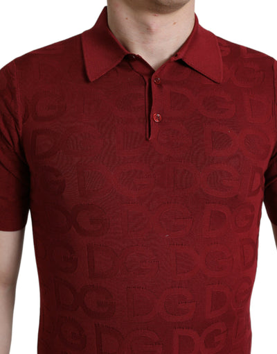 Dolce & Gabbana Kastanienbraunes Kurzarm-T-Shirt aus Seide mit Kragen