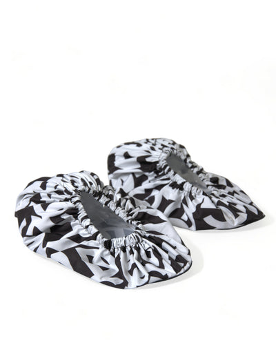 Dolce & Gabbana Weiß Logo Print Nylon Slip On Flats Schuhe