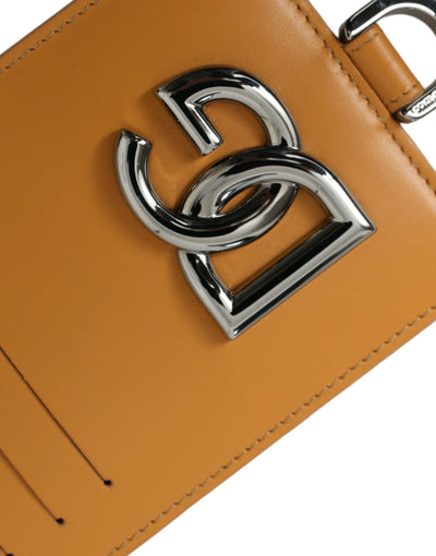 Dolce & Gabbana Orange Kalbsleder Kreditkartenhalter Clip On Brieftasche