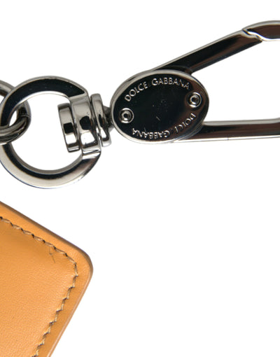 Dolce & Gabbana Orange Kalbsleder Kreditkartenhalter Clip On Brieftasche