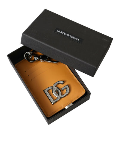 Dolce & Gabbana Orange Kalbsleder Kreditkartenhalter Clip On Brieftasche