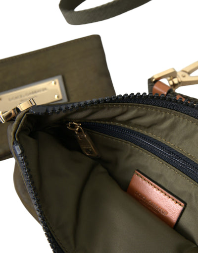Dolce & Gabbana Dunkelgrünes Nylon Logo Multifunktionsset 2er Set Taschen
