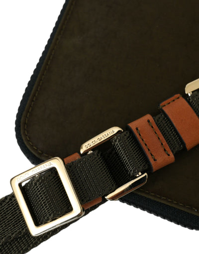 Dolce & Gabbana Dunkelgrünes Nylon Logo Multifunktionsset 2er Set Taschen
