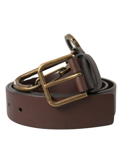 Dolce & Gabbana Brauner Kalbsledergürtel mit goldener Metallschnalle