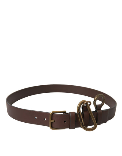Dolce & Gabbana Brauner Kalbsledergürtel mit goldener Metallschnalle
