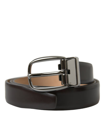 Dolce & Gabbana Dunkelbrauner Ledergürtel mit silberner Metallschnalle
