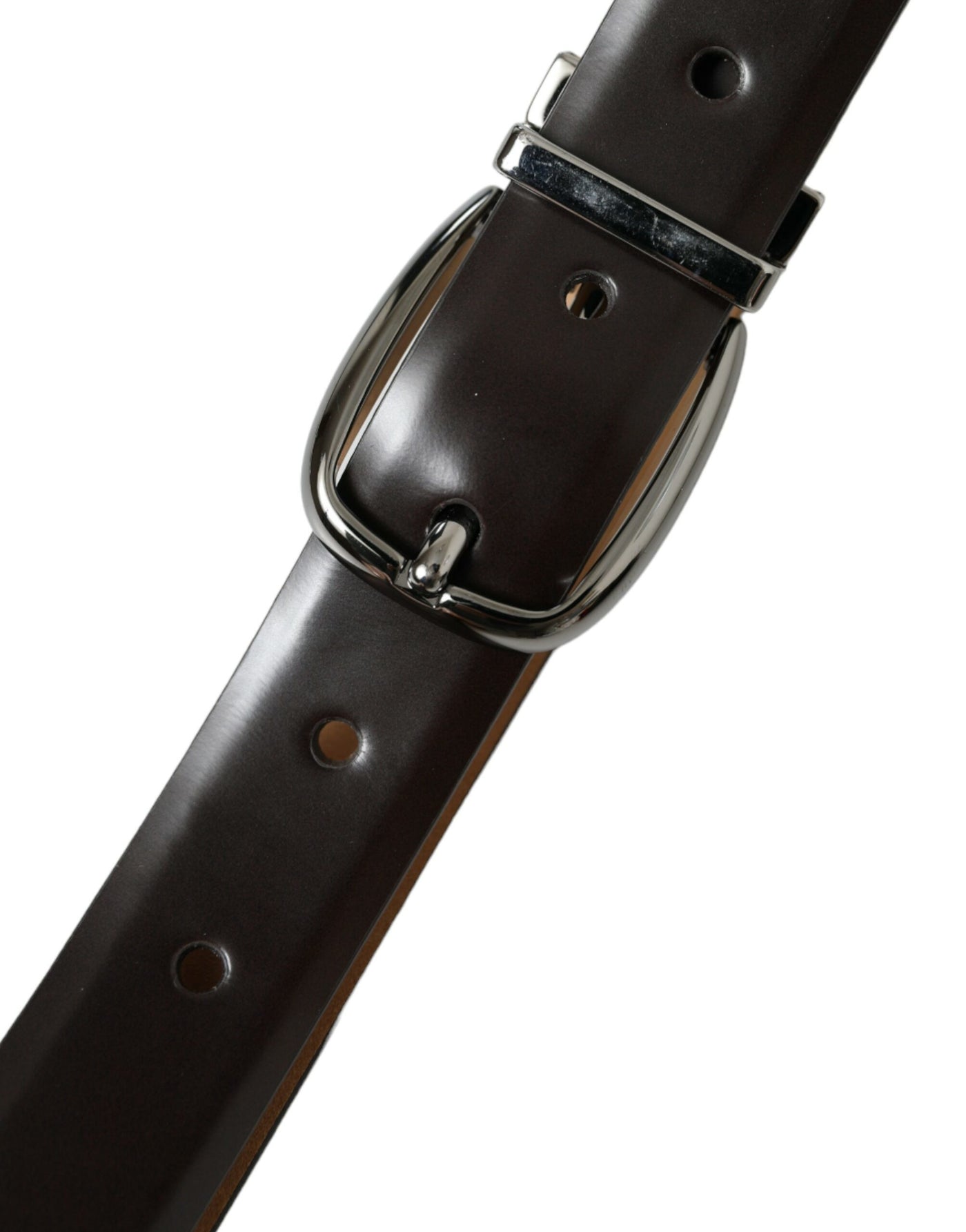 Dolce & Gabbana Dunkelbrauner Ledergürtel mit silberner Metallschnalle