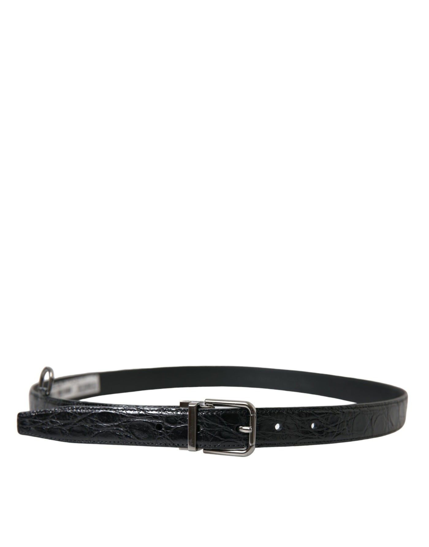 Dolce & Gabbana Schwarzer Ledergürtel mit silberner Metallschnalle