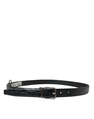 Dolce & Gabbana Schwarzer Ledergürtel mit silberner Metallschnalle