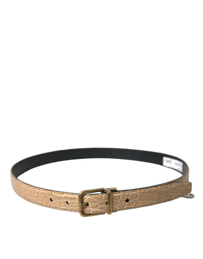 Dolce & Gabbana Beige Exotisches Leder Gold Metallschnalle Gürtel