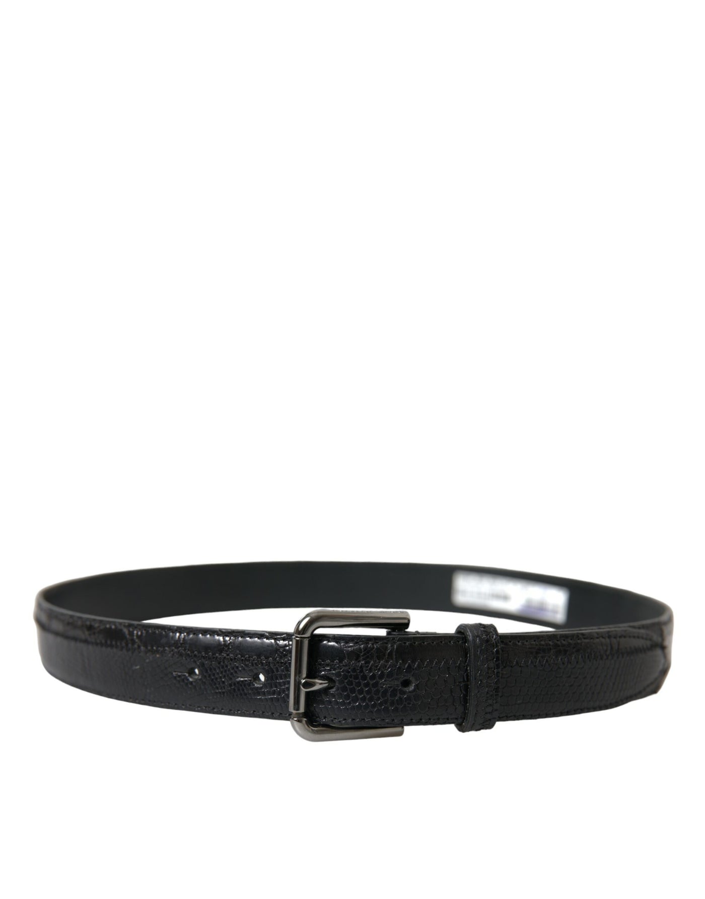 Dolce & Gabbana Schwarzes Exotenleder Silberne Metallschnalle Gürtel