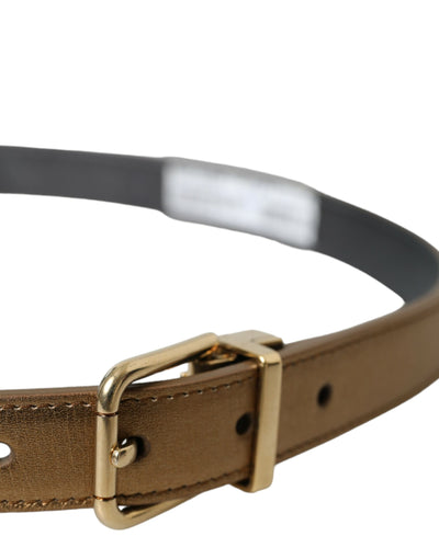 Dolce & Gabbana Metallic Gold Kalbsleder Metallschnalle Gürtel