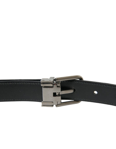 Dolce & Gabbana Schwarzer Ledergürtel mit silberner Metallschnalle