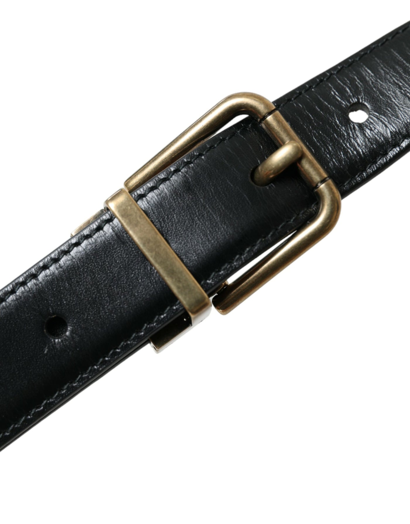 Dolce & Gabbana Gürtel aus schwarzem Kalbsleder mit goldener Metallschnalle