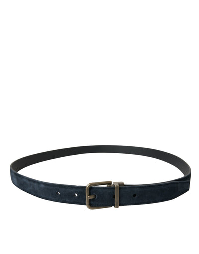 Dolce & Gabbana Blauer Wildledergürtel mit goldener Metallschnalle
