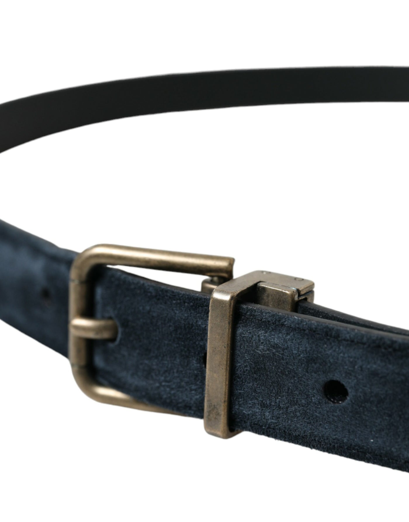 Dolce & Gabbana Blauer Wildledergürtel mit goldener Metallschnalle