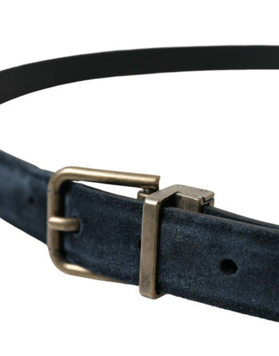 Dolce & Gabbana Blauer Wildledergürtel mit goldener Metallschnalle
