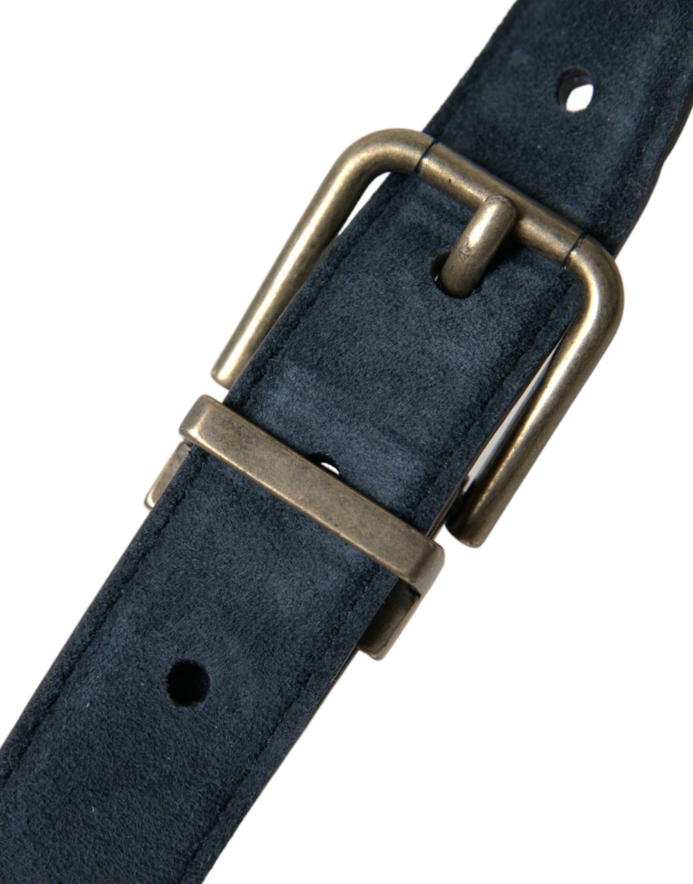 Dolce & Gabbana Blauer Wildledergürtel mit goldener Metallschnalle