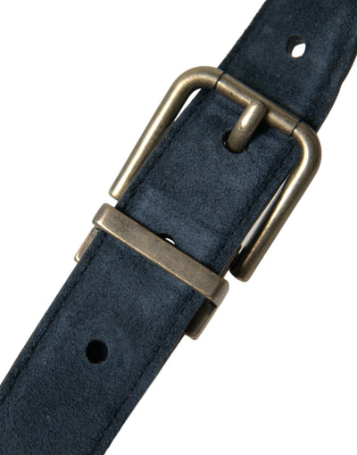 Dolce & Gabbana Blauer Wildledergürtel mit goldener Metallschnalle