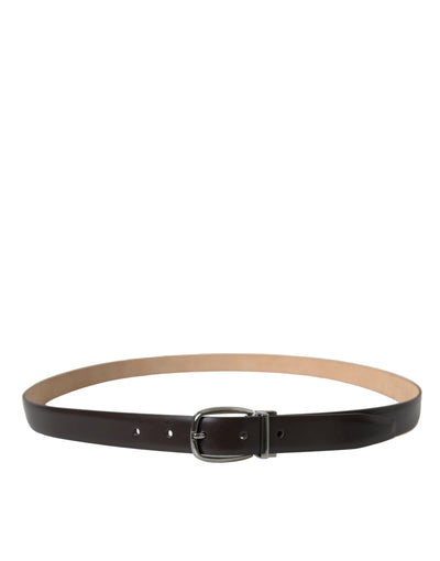 Dolce & Gabbana Dunkelbrauner Ledergürtel mit silberner Metallschnalle