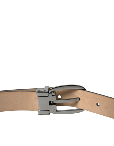 Dolce & Gabbana Dunkelbrauner Ledergürtel mit silberner Metallschnalle