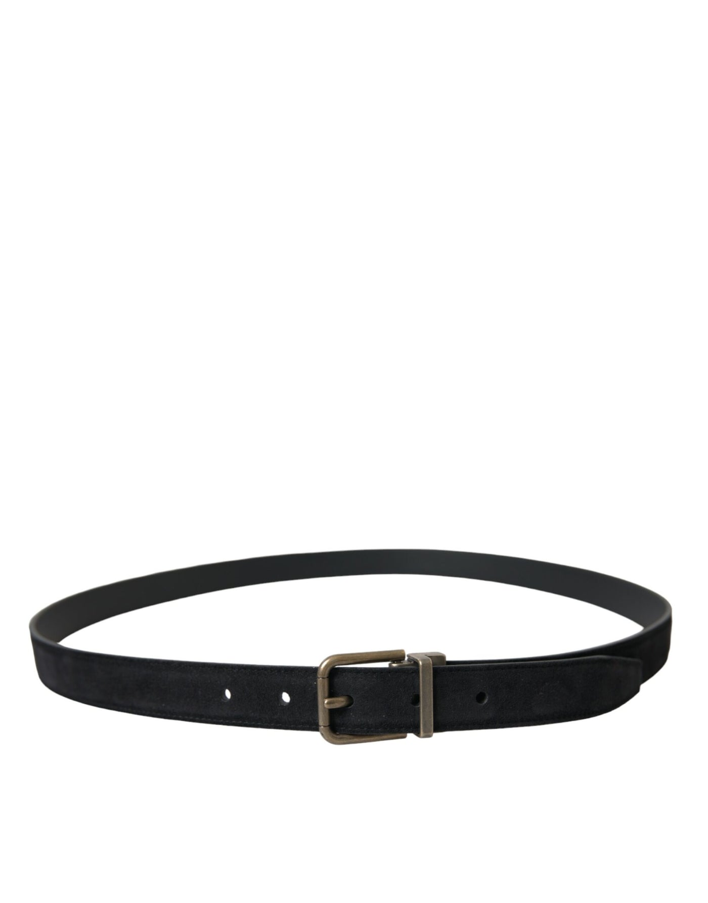 Dolce & Gabbana Schwarzer Wildledergürtel mit goldener Metallschnalle