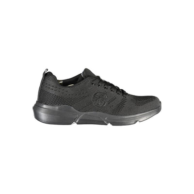 Sergio Tacchini Schlichte schwarze Schnürsenkel-Sneakers mit kontrastierender Verzierung
