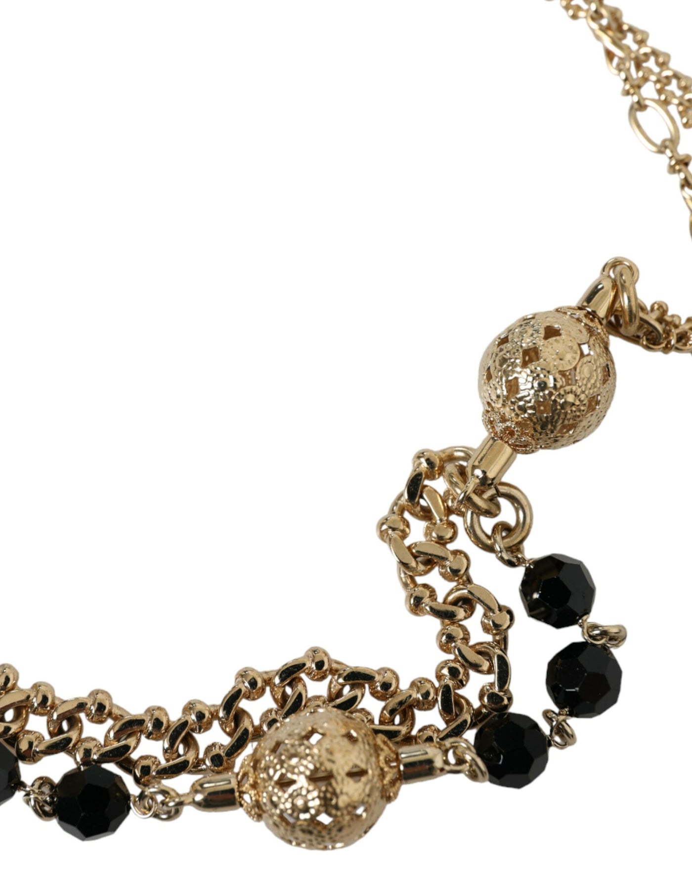 Dolce & Gabbana Schwarzer Wildleder-Goldkette-Kristall-Taillengürtel