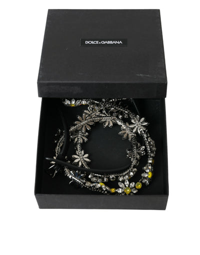 Dolce & Gabbana Schwarzer Daisy Crystal Dauphine Taillengürtel