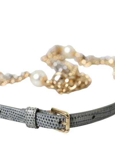 Dolce & Gabbana Blauer geflochtener Gold-Messing-Ketten-Taillengürtel