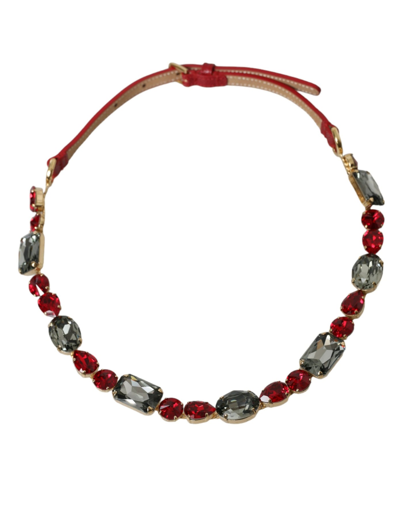 Dolce & Gabbana Roter Leder-Kristall-Ketten-Taillengürtel