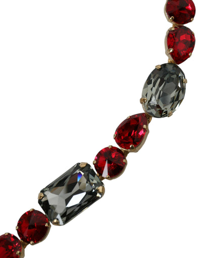 Dolce & Gabbana Roter Leder-Kristall-Ketten-Taillengürtel