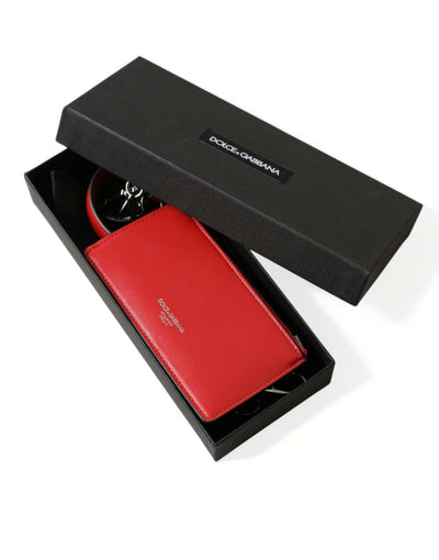 Dolce & Gabbana Rotes Leder Silber Metall Logo Riemen Tasche Airpods Fall