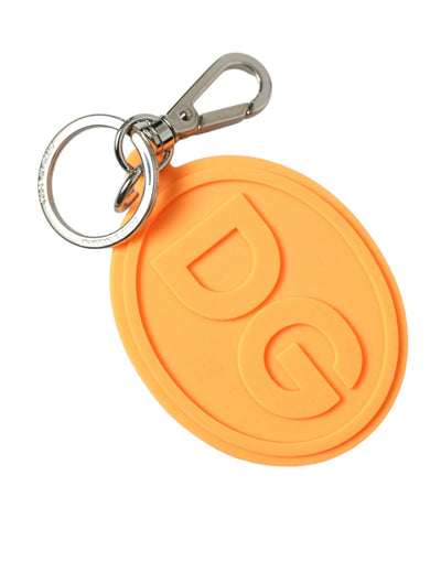 Dolce & Gabbana Orange Gummi DG Logo Silber Messing Metall Schlüsselanhänger Schlüsselanhänger