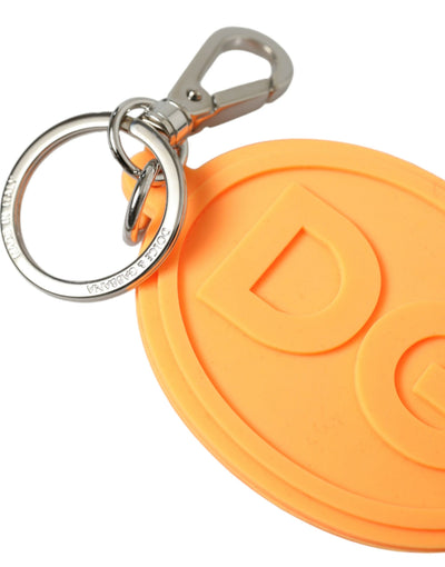 Dolce & Gabbana Orange Gummi DG Logo Silber Messing Metall Schlüsselanhänger Schlüsselanhänger