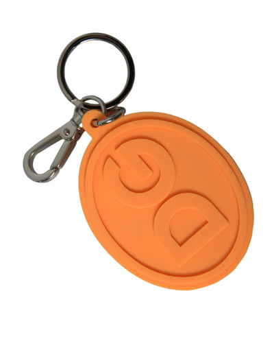 Dolce & Gabbana Orange Gummi DG Logo Silber Messing Metall Schlüsselanhänger Schlüsselanhänger