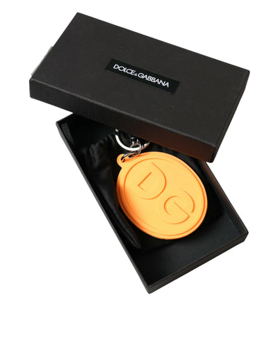 Dolce & Gabbana Orange Gummi DG Logo Silber Messing Metall Schlüsselanhänger Schlüsselanhänger