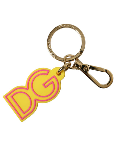 Dolce & Gabbana Gelbes Gummi Goldton Metall DG Logo Schlüsselanhänger Schlüsselanhänger