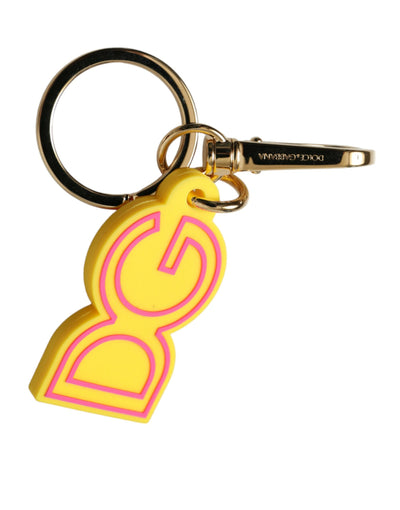 Dolce & Gabbana Gelbes Gummi Goldton Metall DG Logo Schlüsselanhänger Schlüsselanhänger