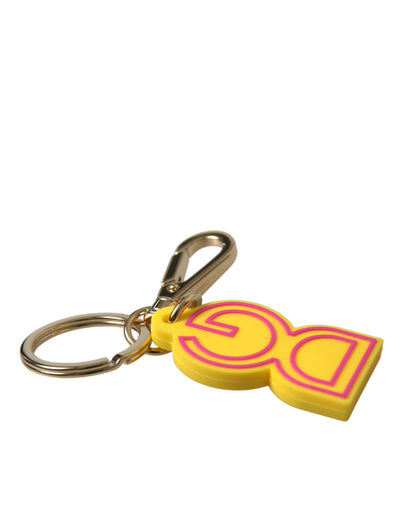 Dolce & Gabbana Gelbes Gummi Goldton Metall DG Logo Schlüsselanhänger Schlüsselanhänger