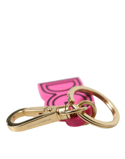 Dolce & Gabbana Rosa Gummi Goldton Metall DG Logo Schlüsselanhänger Schlüsselanhänger